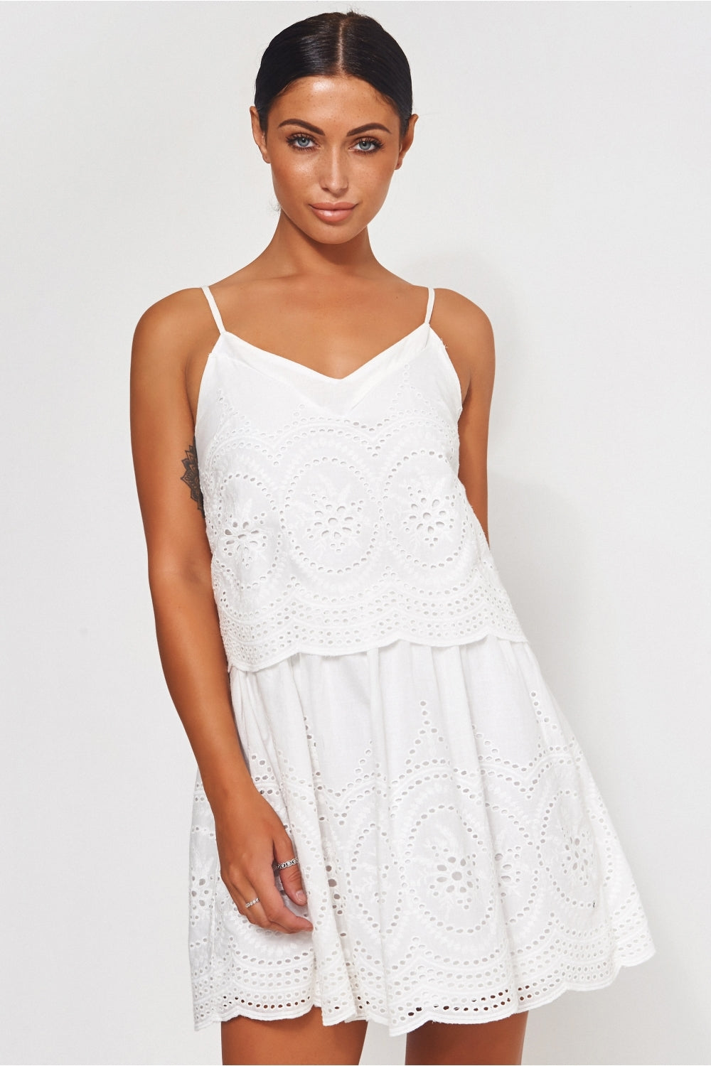 Parisia White Broderie Anglaise Slip Dress