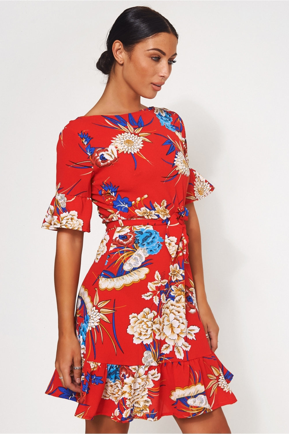 Red Floral Shift Dress