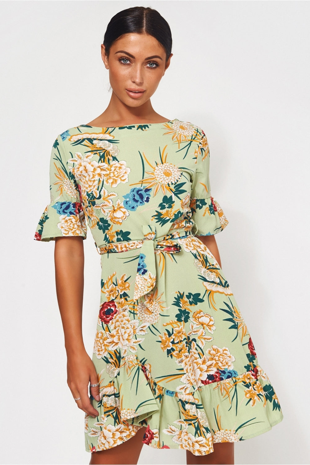 Green Floral Shift Dress