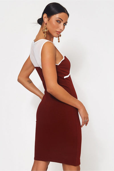 Molly Burgundy Mesh Bodycon Dress