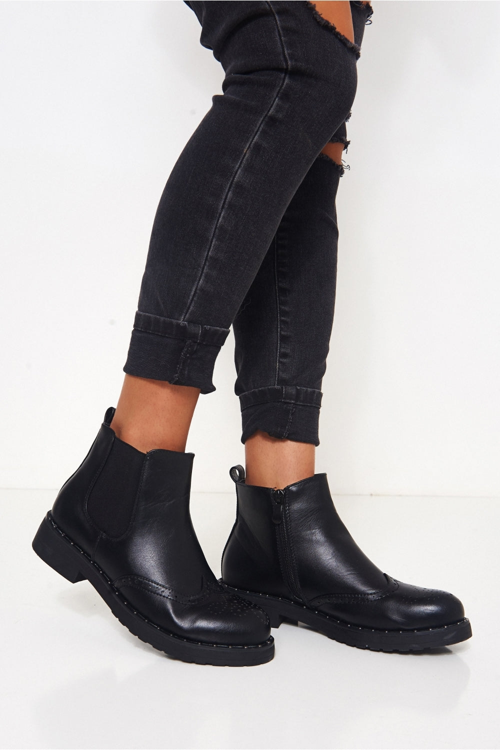 Black Studded Chelsea Boots