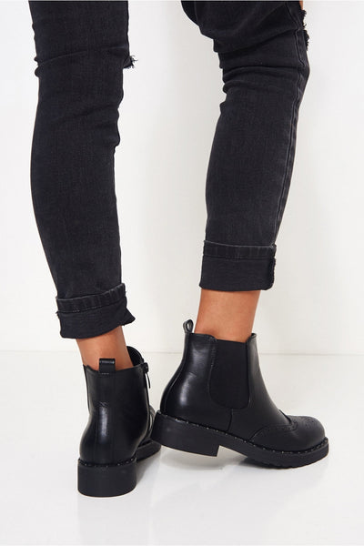 Black Studded Chelsea Boots