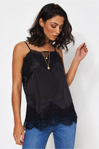 Isa Black Lace Camisole Top