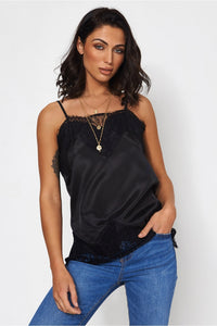 Isa Black Lace Camisole Top