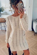 Dani Beige Cable Knit Jumper Dress