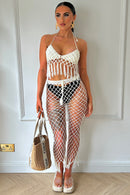 Pia White Crochet Tassel Co-ord