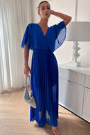 Tama Royal Blue Cape Sleeve Maxi Dress