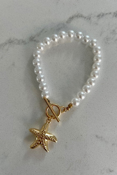 Lila Pearl Starfish T-Bar Bracelet