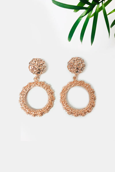 Alia Rose Gold Circle Statement Earrings