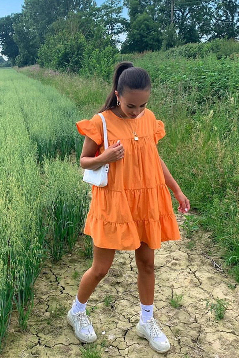 Luca Petite Orange Frill Smock Dress