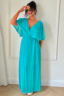 Tama Turquoise Cape Sleeve Maxi Dress