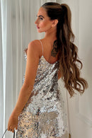 Rosa Silver Sequin Slip Dress