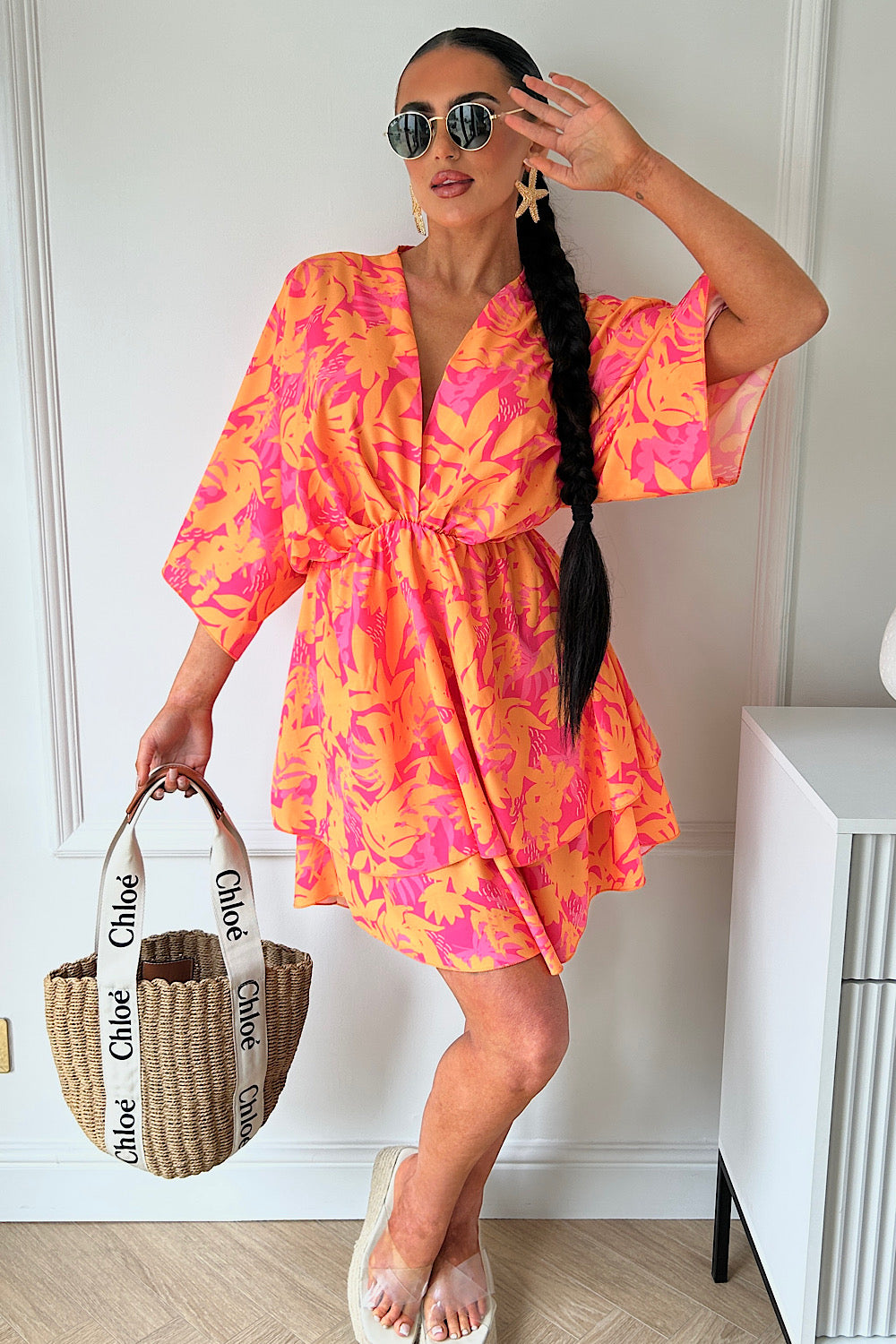 Ella Orange & Pink Tropical Dress