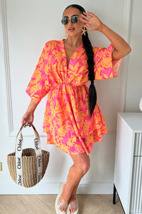 Ella Orange & Pink Tropical Dress