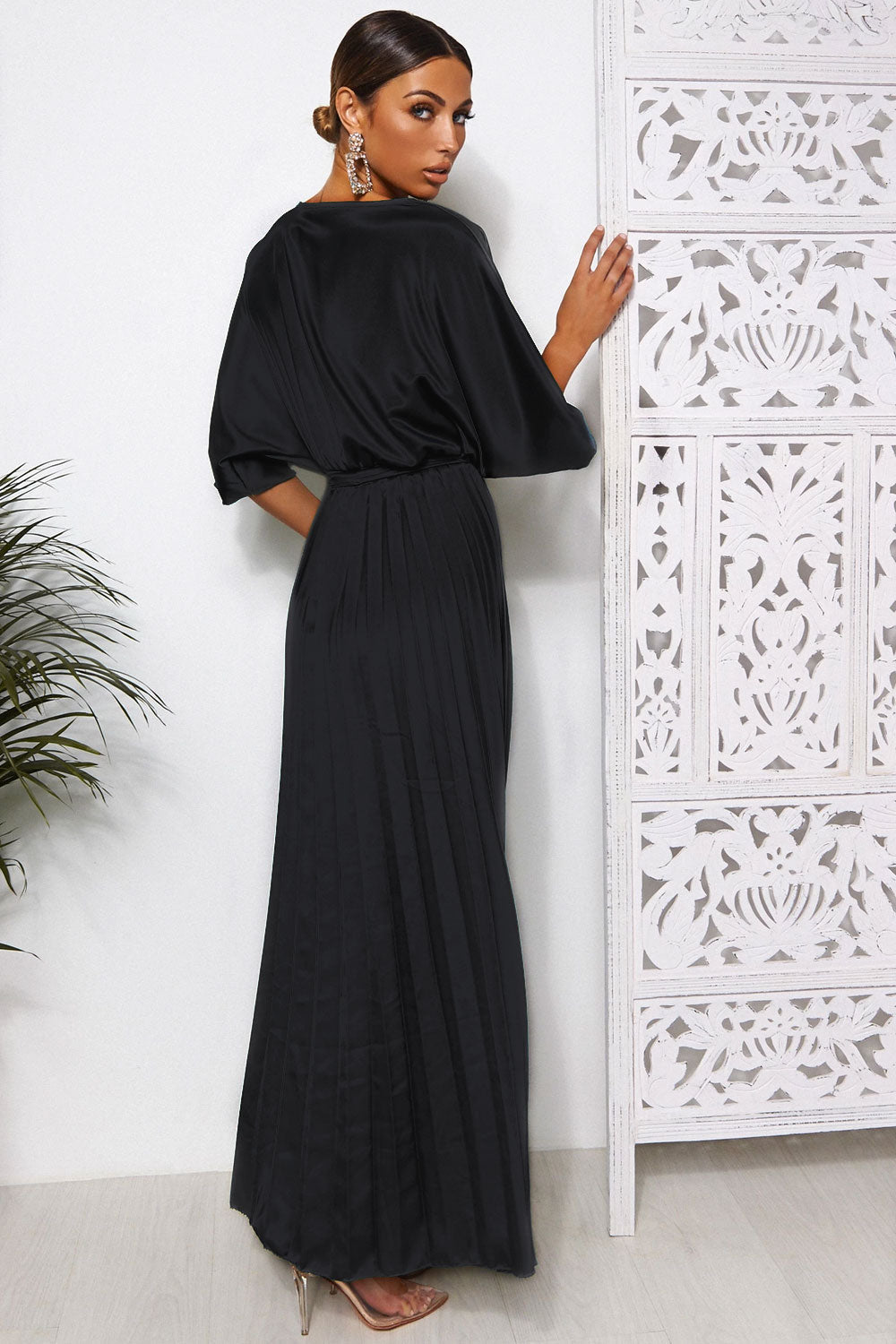 Black Cape Sleeve Maxi Dress