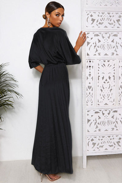 Black Cape Sleeve Maxi Dress