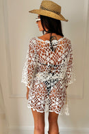 Belle White Crochet Floral Dress