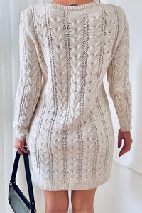 Dani Beige Cable Knit Jumper Dress