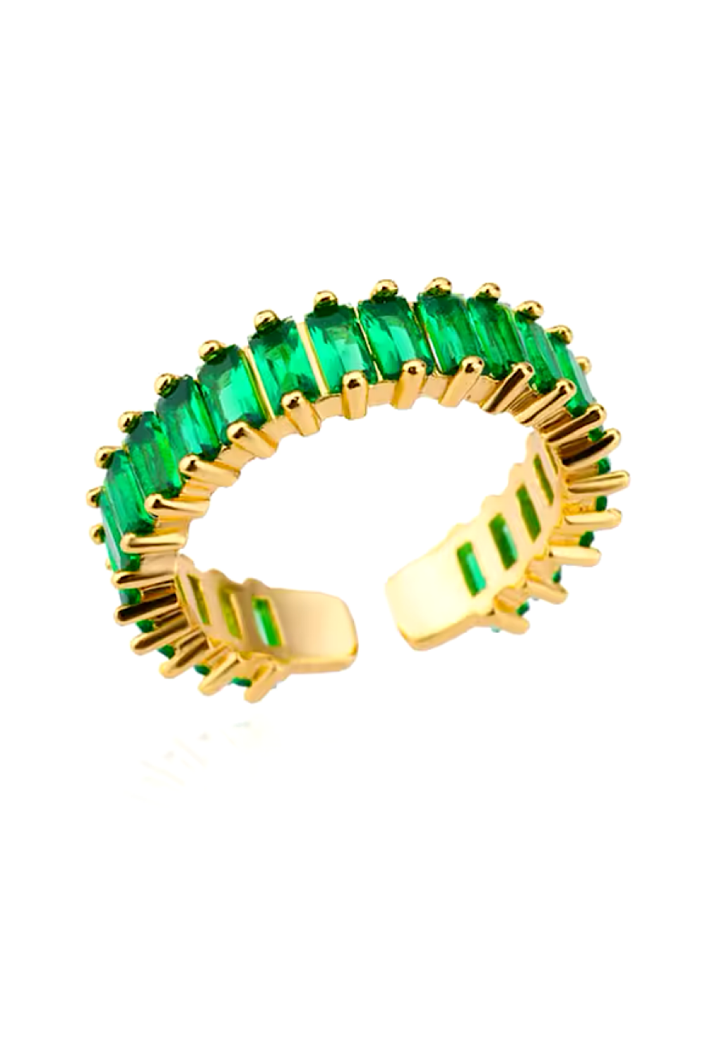 Small Green & Gold Baguette Ring