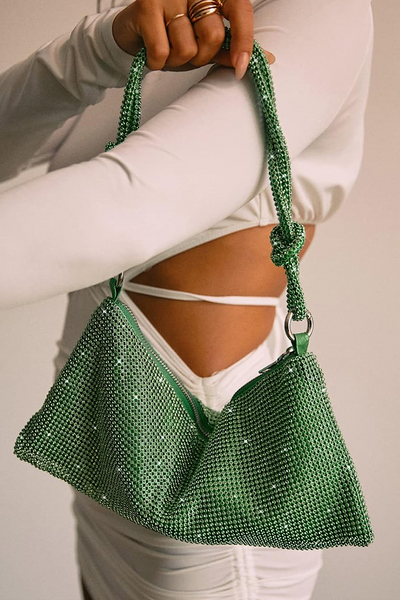 Green Diamante Knot Bag