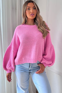 Daphne Pink Oversized Balloon Sleeve Jumper