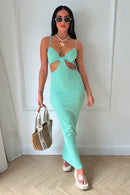 Tessa Mint Ribbed Cut Out Maxi Dress