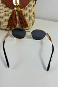 Gold & Black Oval Cat Eye Sunglasses