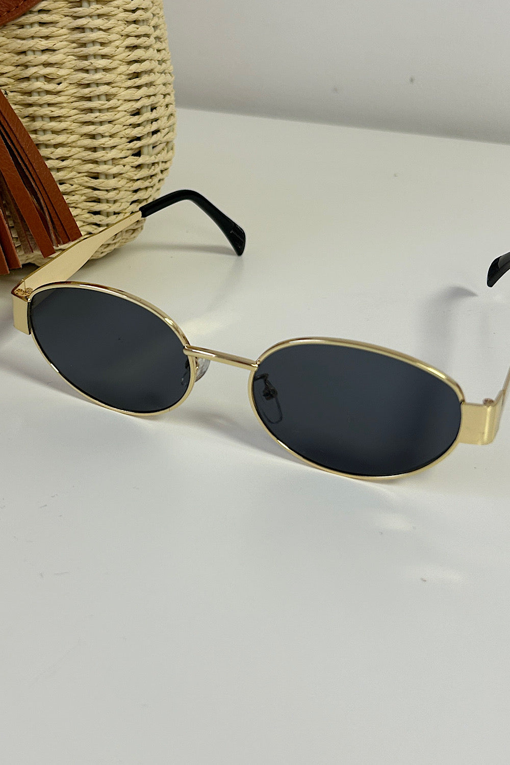 Gold & Black Oval Cat Eye Sunglasses