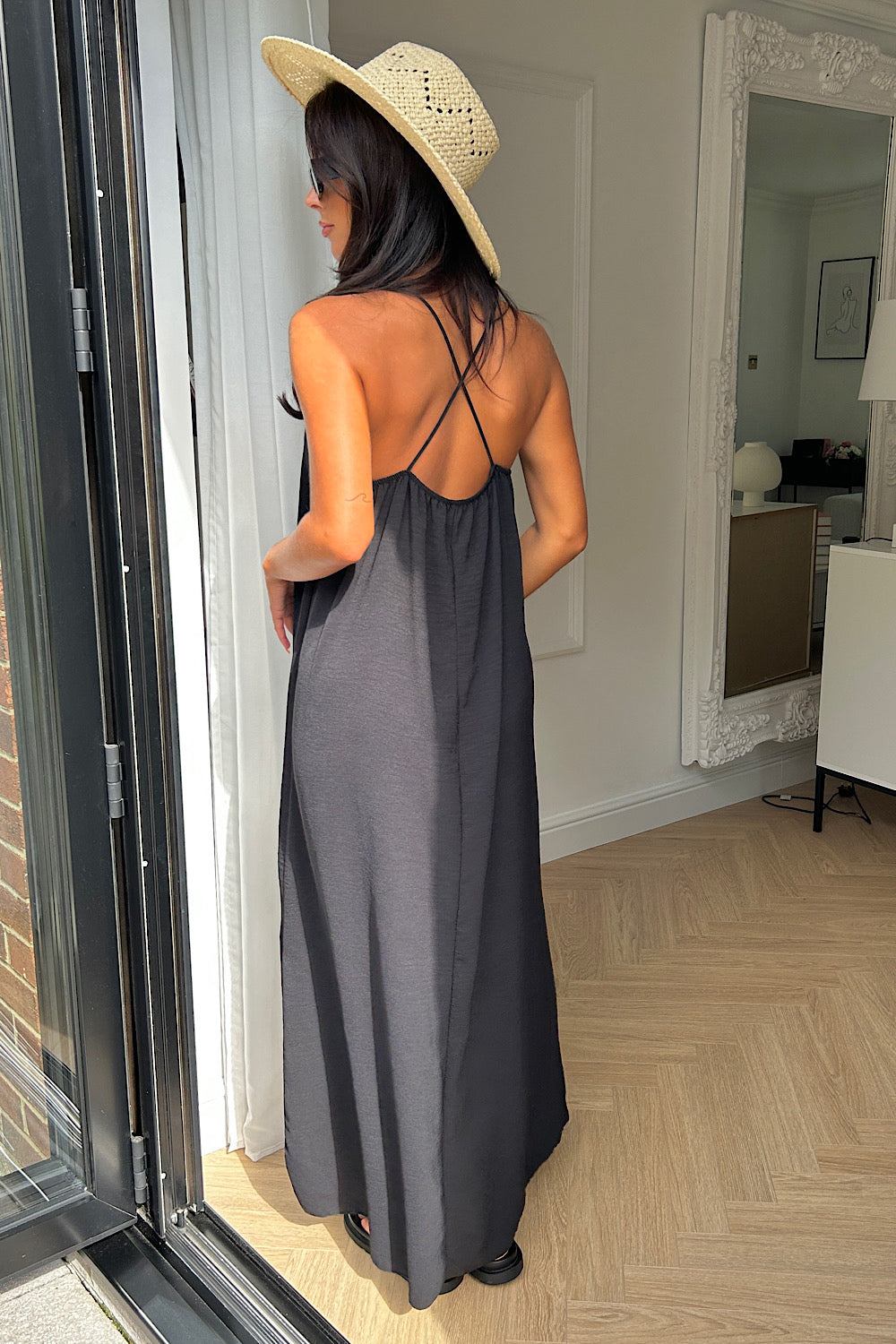 Zante Black Cross Back Maxi Dress