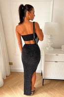 Black T Bar Glitter Lurex Co-ord