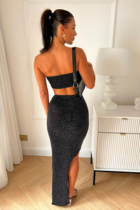 Black T Bar Glitter Lurex Co-ord