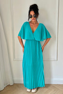 Tama Turquoise Cape Sleeve Maxi Dress