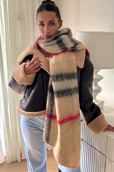 Kylie Beige Oversized Scarf