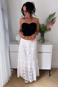 Cuba White Lace Maxi Skirt