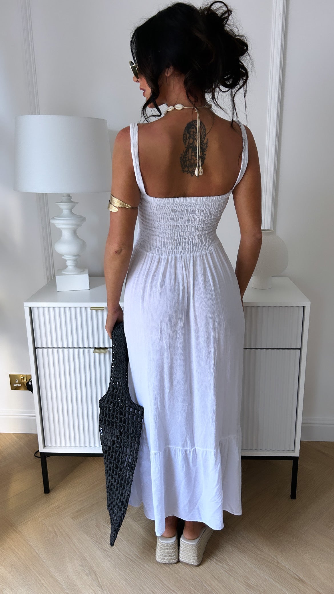 Melanie White Strap Maxi Dress