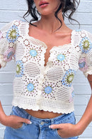 Annie Beige Crochet Cardigan