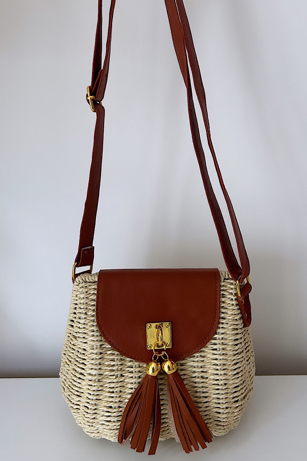 Sasha Brown Rattan Bag