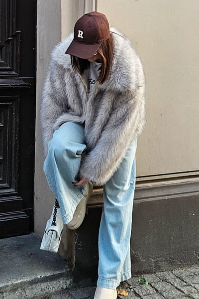 Clara Grey Faux Fur Jacket