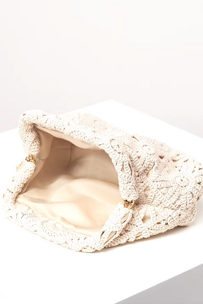 Naples Cream Crochet Clutch Bag