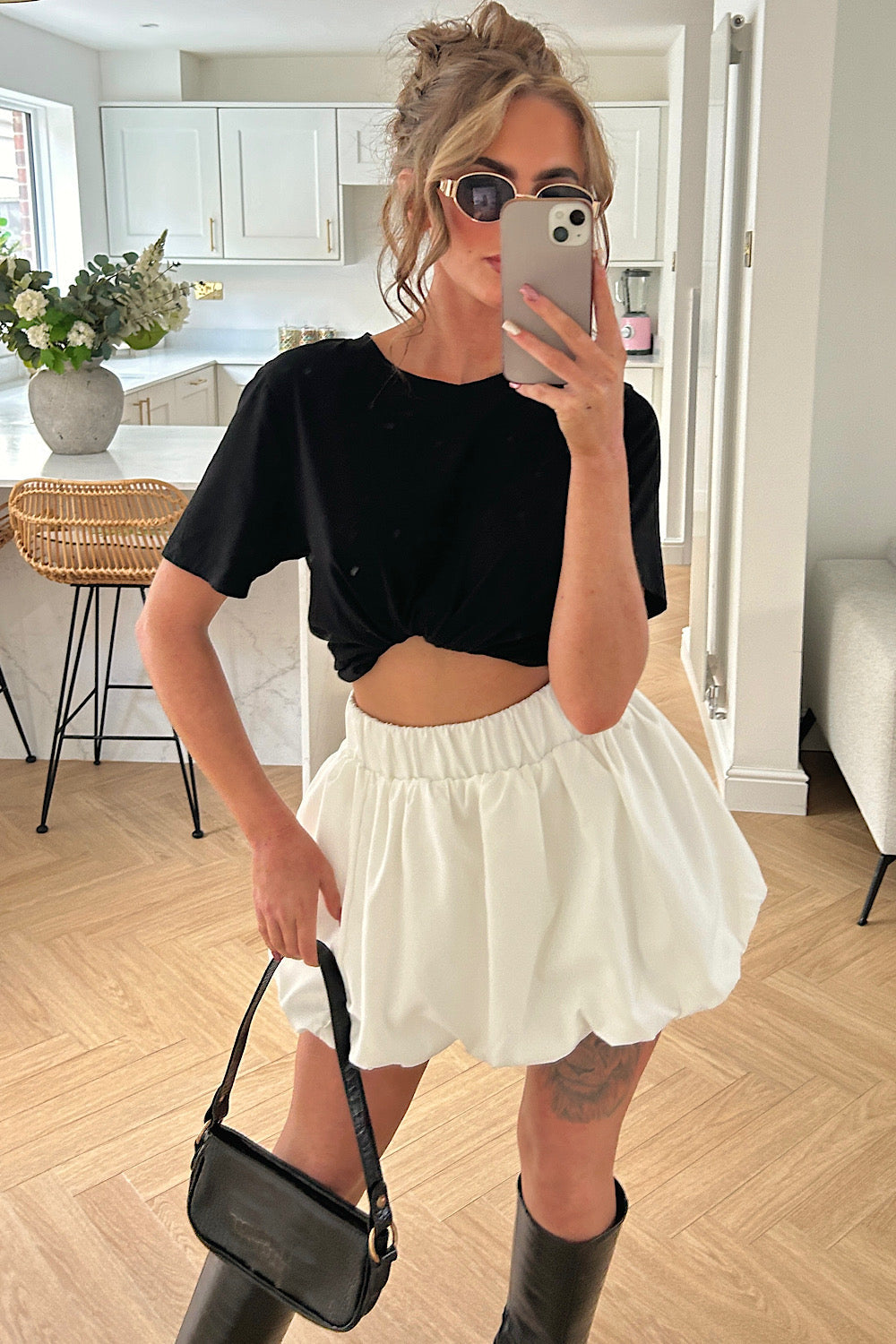 Becki White Puff Ball Skirt