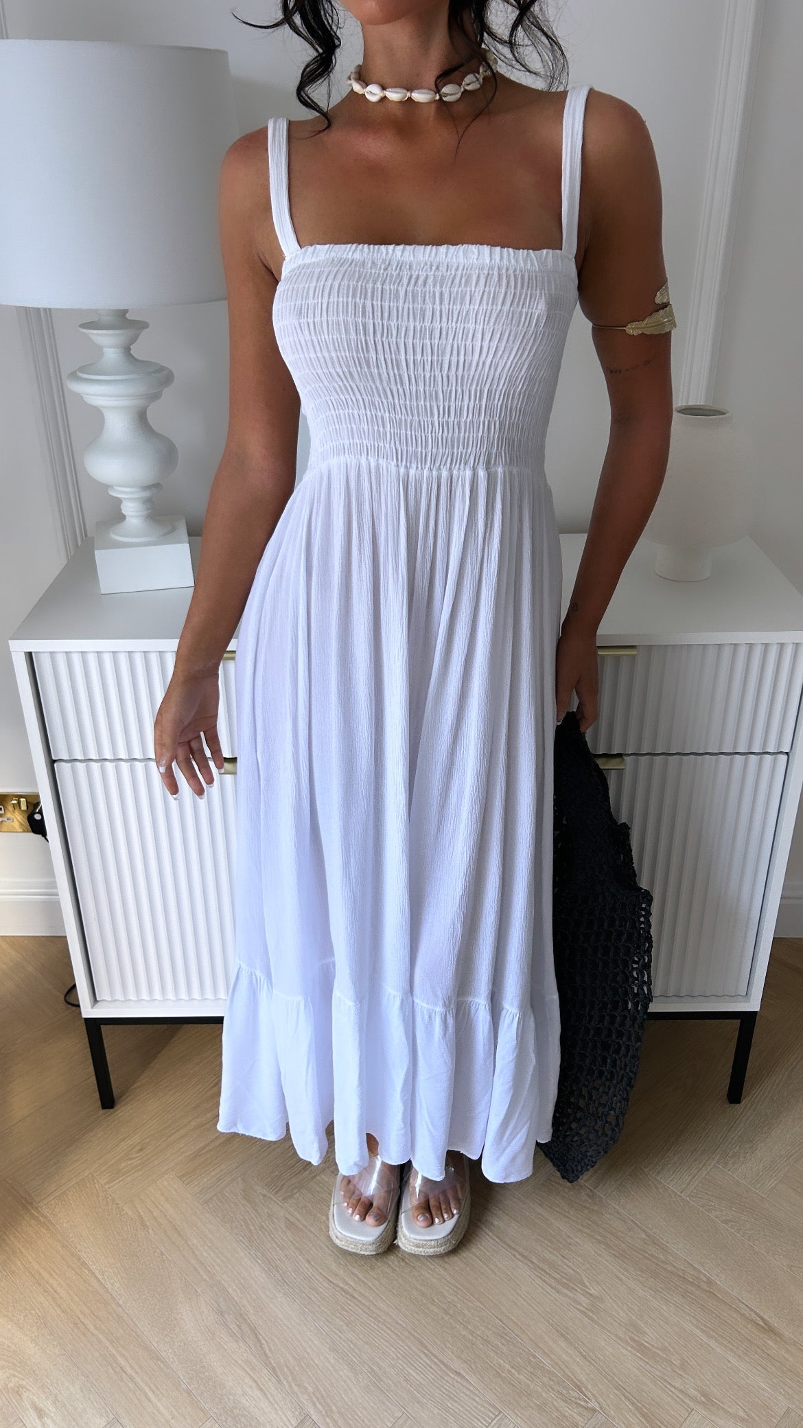 Melanie White Strap Maxi Dress