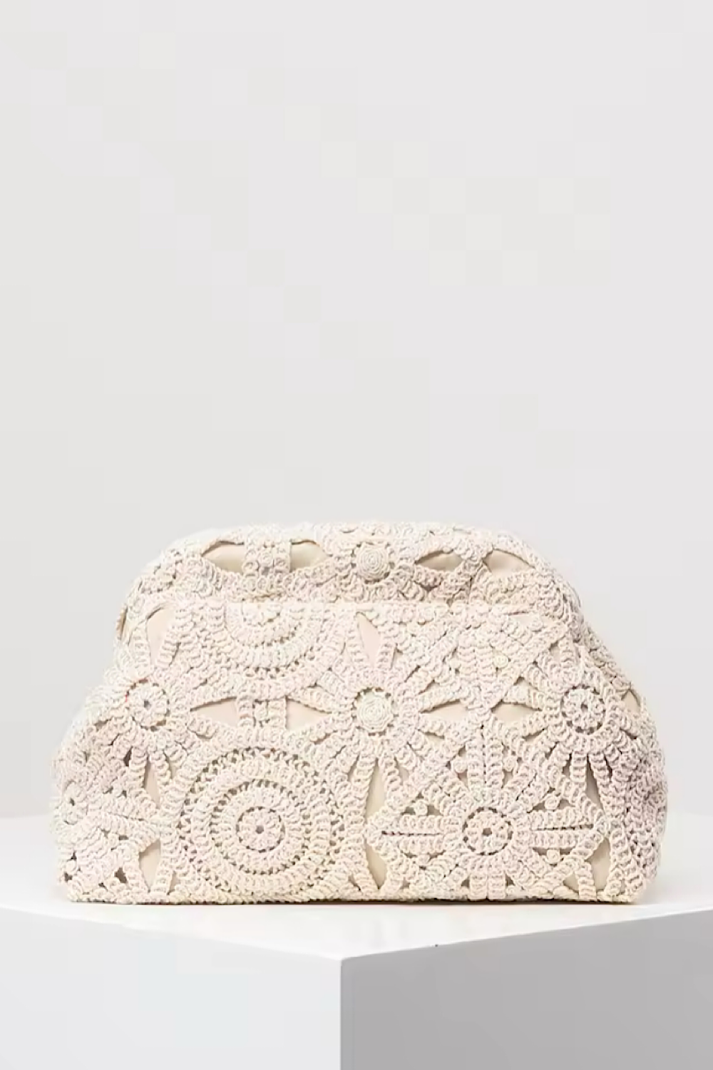 Naples Cream Crochet Clutch Bag