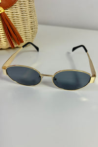 Gold & Black Oval Cat Eye Sunglasses