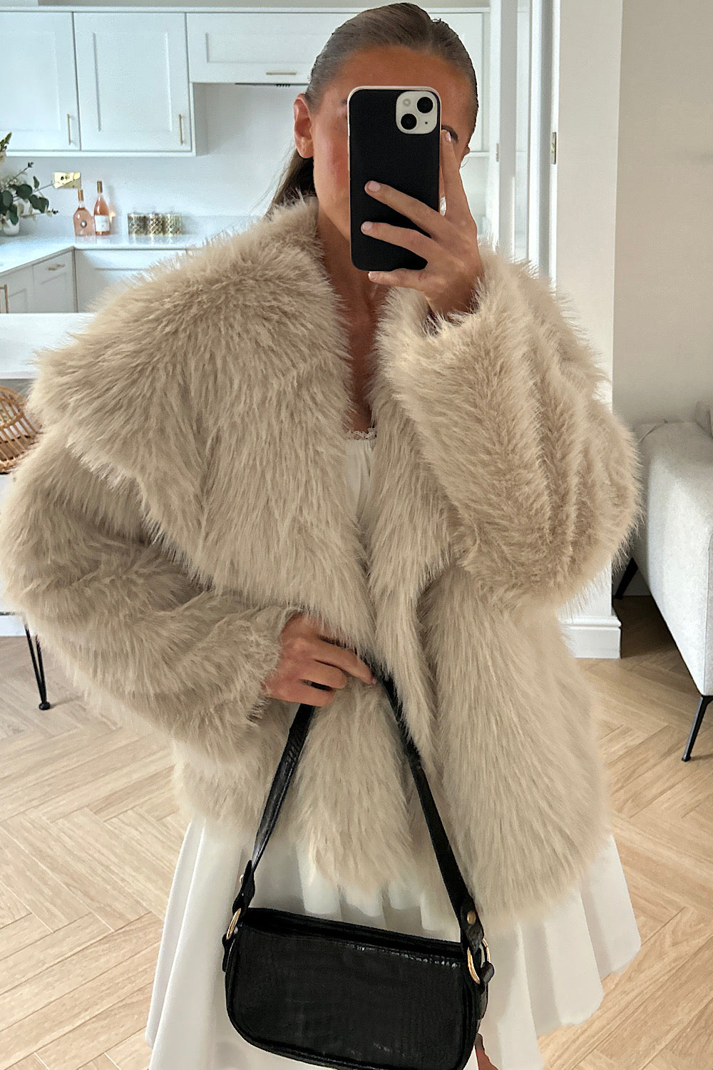 Ellen Beige Faux Fur Jacket