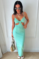 Tessa Mint Ribbed Cut Out Maxi Dress