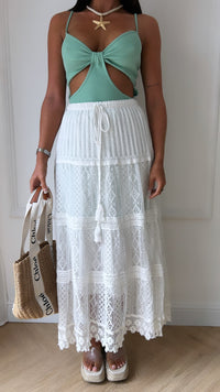 Lisa White Lace Maxi Skirt