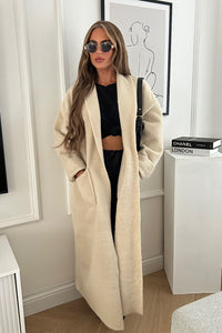 Demi Beige Fluffy Maxi Coat