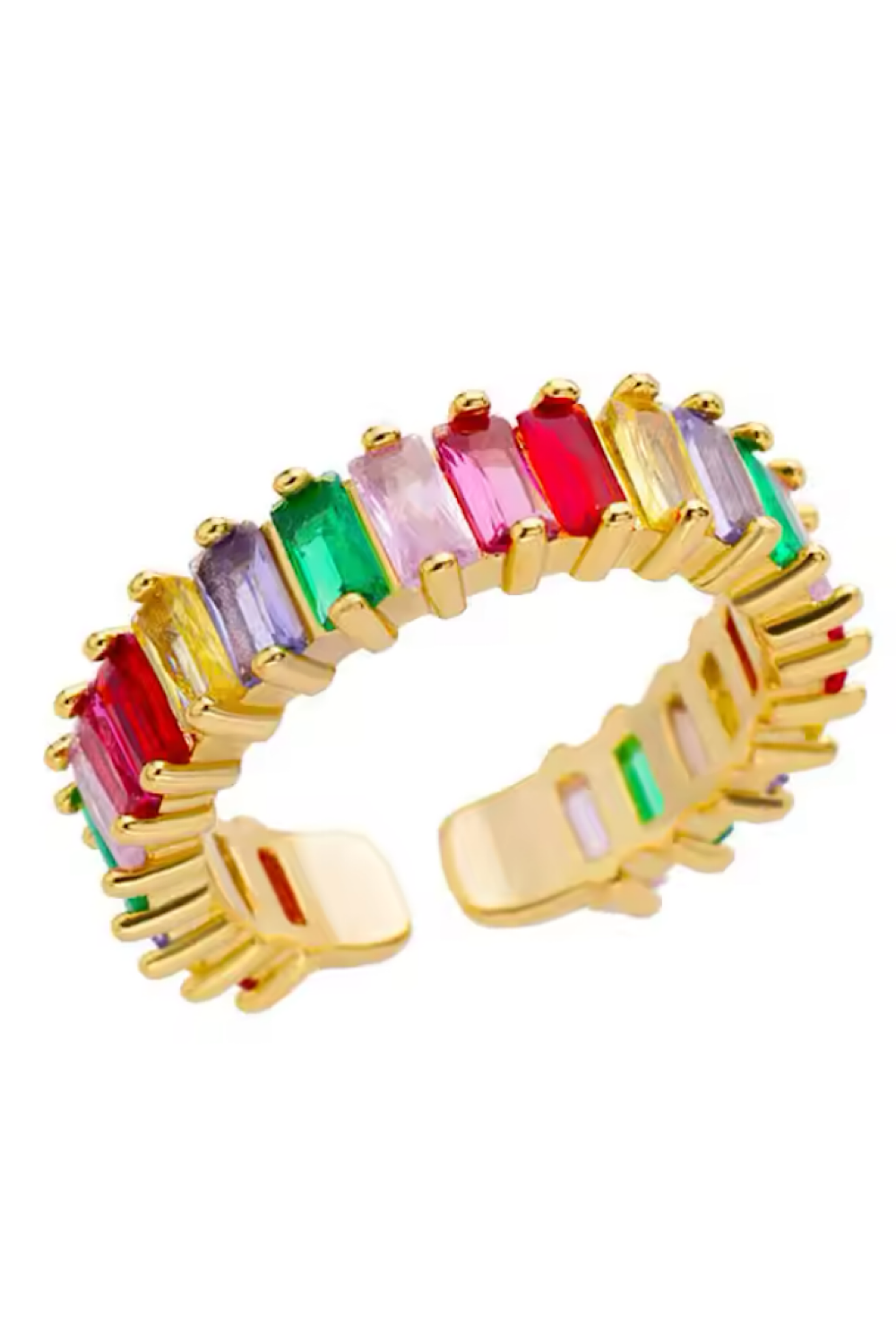 Small Rainbow Gold Baguette Ring