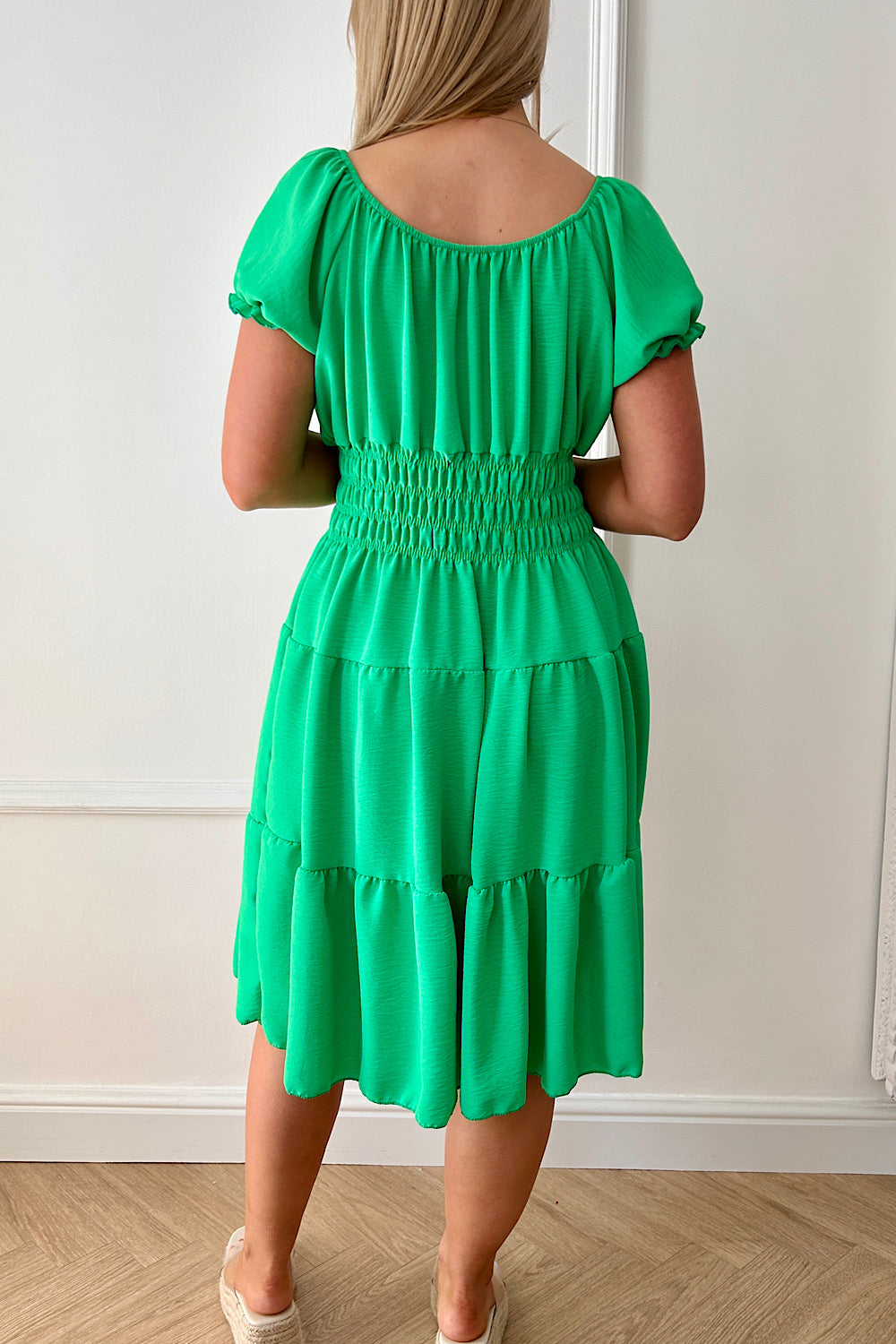 Raylee Green Button Midi Dress