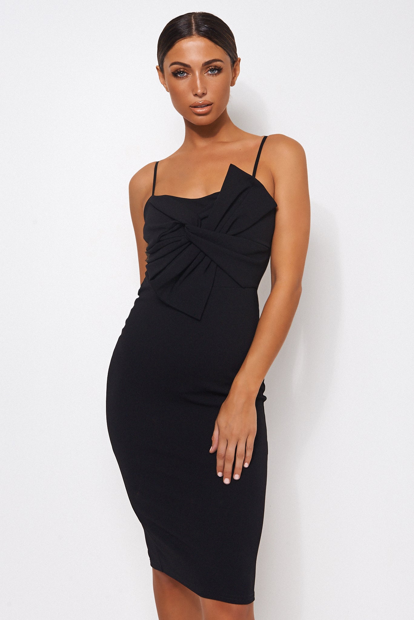 Black Bow Detail Bodycon Dress